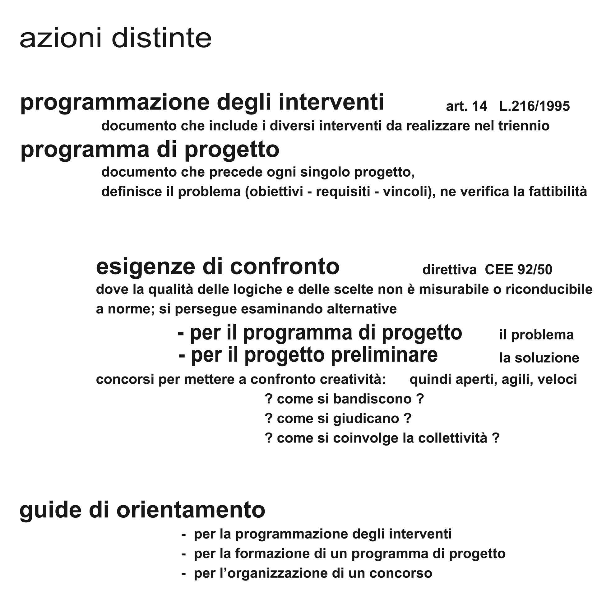 La cultura del progetto – appunti metodologici – Azioni distinte
